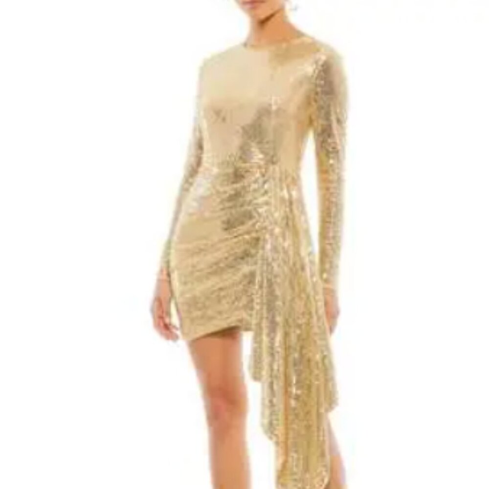 Mac Duggal NWT Elegant Gold Sequin Dress - NWT